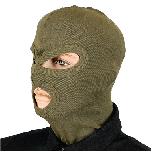  Kopfhaube, Balaclava 3-Loch, oliv