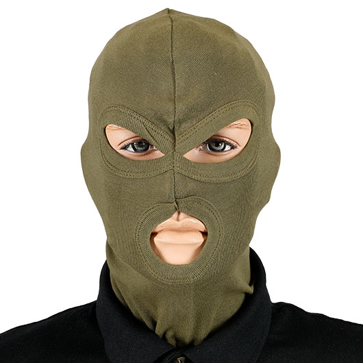  Kopfhaube, Balaclava 3-Loch, oliv Bild 1
