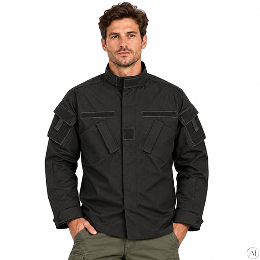Mil-Tec ACU Feldjacke, Ripstop, schwarz Bild 2