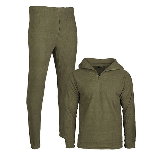 Unterwscheset Thermofleece, Rundhalsshirt & Hose, oliv