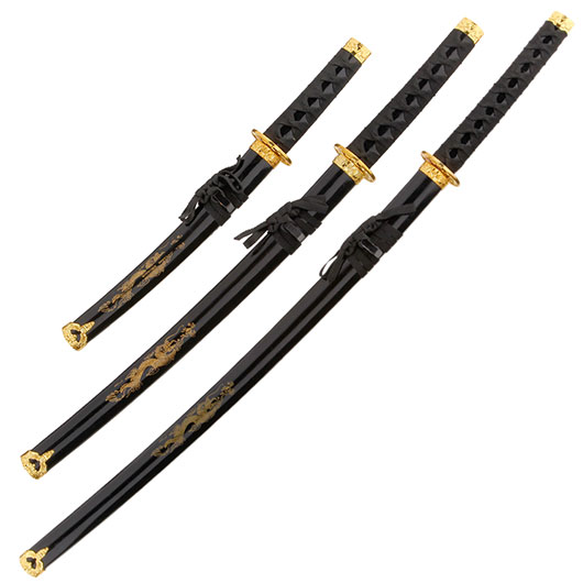 Tole 10 Imperial Schwertset Golden Dragon 3-teilig inkl. Stnder schwarz Bild 1