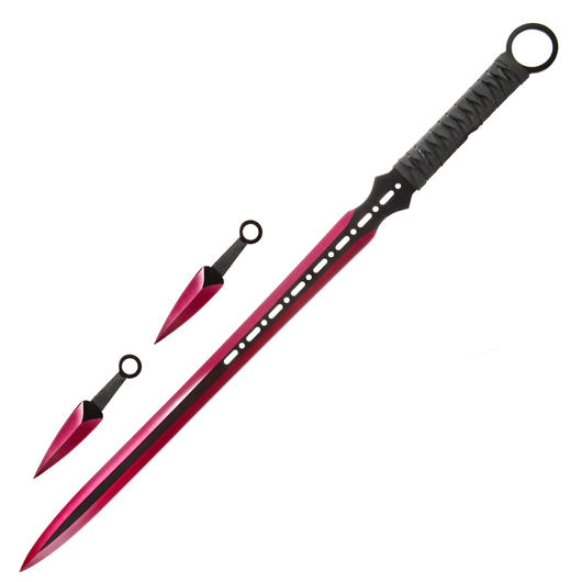 Heros Edge Ninja Schwert Set inkl. 2 Wurfmesser schwarz / rot