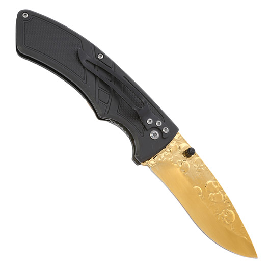 Herbertz Einhandmesser Totenkopf schwarz / gold Bild 1