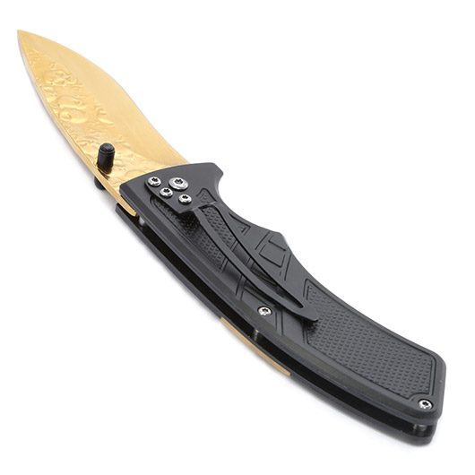 Herbertz Einhandmesser Totenkopf schwarz / gold Bild 2