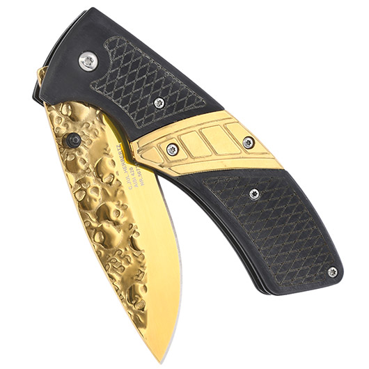 Herbertz Einhandmesser Totenkopf schwarz / gold Bild 3