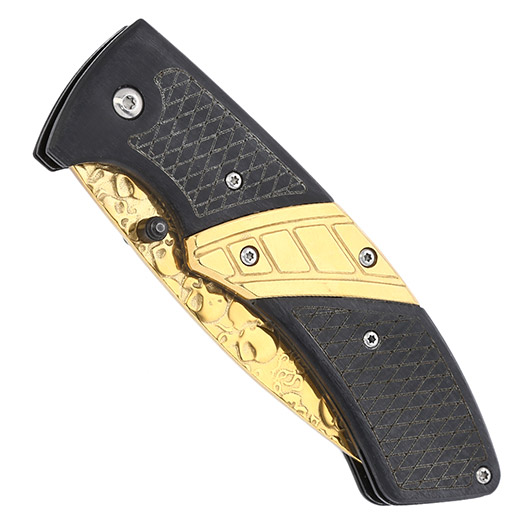 Herbertz Einhandmesser Totenkopf schwarz / gold Bild 4
