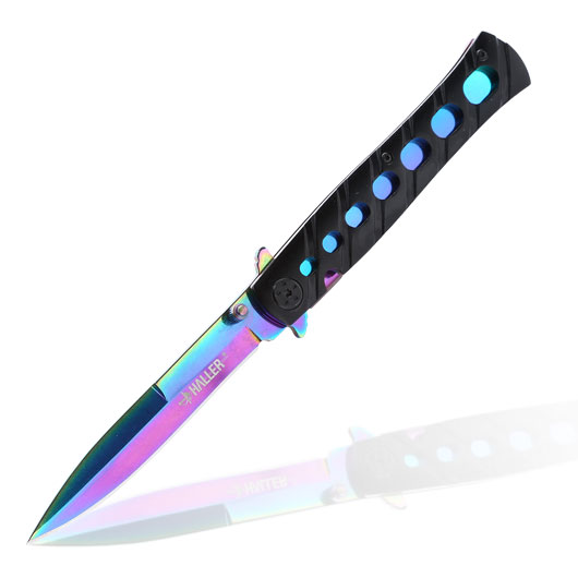 Haller Einhandmesser Stiletto rainbow/schwarz
