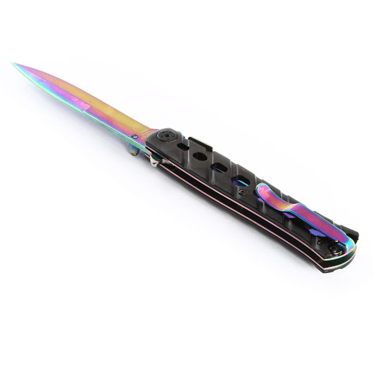 Haller Einhandmesser Stiletto rainbow/schwarz Bild 2