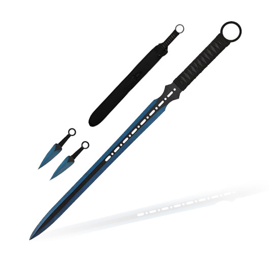 Heros Edge Ninja Schwert Set inkl. 2 Wurfmesser schwarz / blau