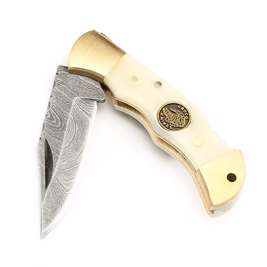 Croco Damast Taschenmesser Damascus 9 inkl. Lederetui Bild 3