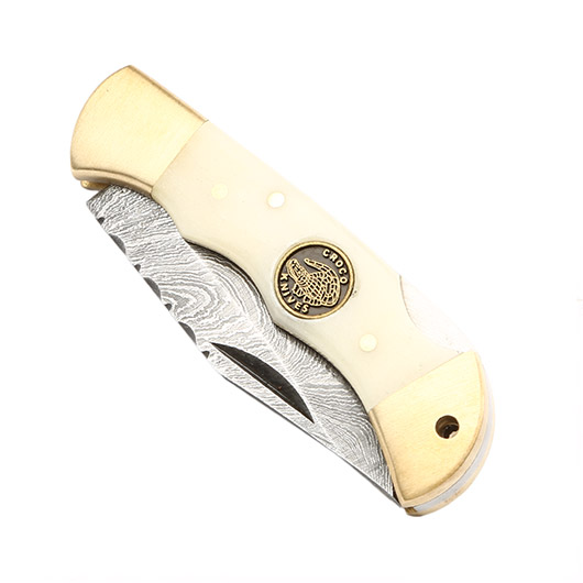Croco Damast Taschenmesser Damascus 9 inkl. Lederetui Bild 7