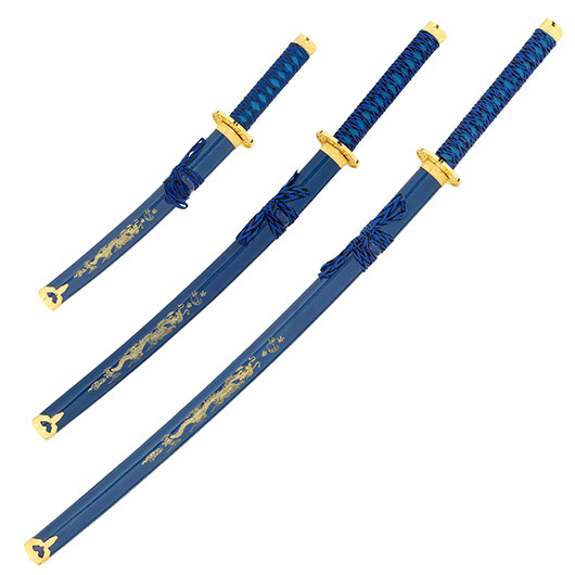 Tole 10 Imperial Schwertset Golden Dragon 3-teilig inkl. Stnder blau Bild 2