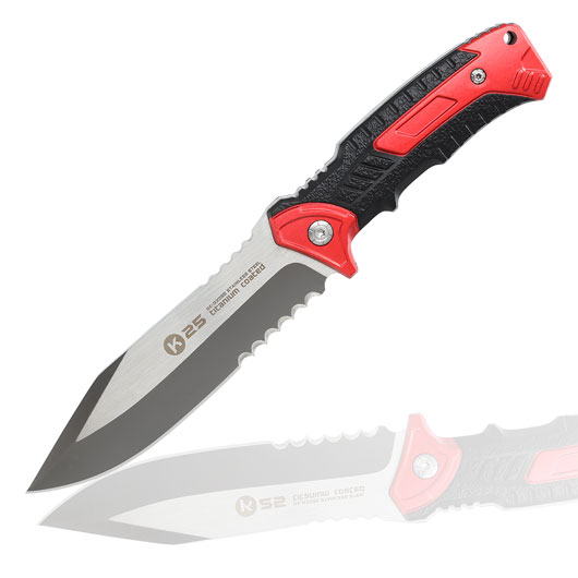 K25 Taktisches Messer Serration schwarz/rot inkl. Nylonscheide