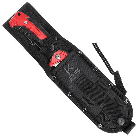 K25 Taktisches Messer Serration schwarz/rot inkl. Nylonscheide Bild 5
