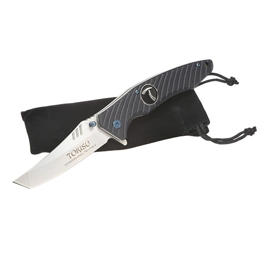 Tokisu Einhandmesser 18322 silber/schwarz inkl. Etui und Grtelclip Bild 4