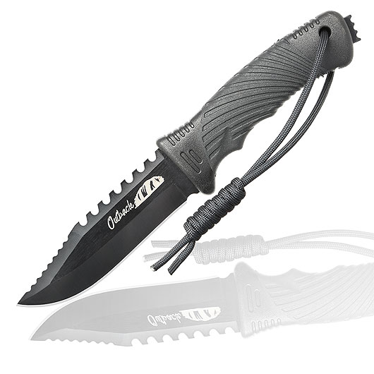 Haller Outdoormesser Outback Sgezahnung schwarz inkl. Kunststoffscheide