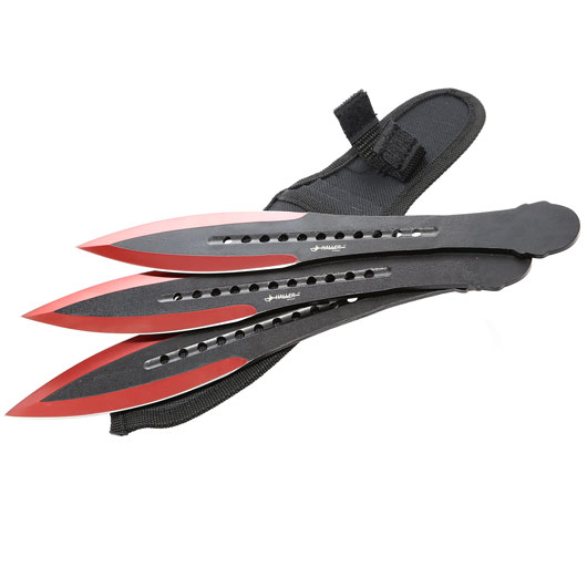 Haller Wurfmesser Set Red Tip rot/schwarz 3-teilig  inkl. Nylonscheide
