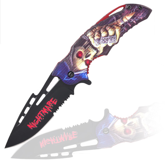 Haller Einhandmesser Nightmare II 3D-Totenkopfmotiv inkl. Grtelclip