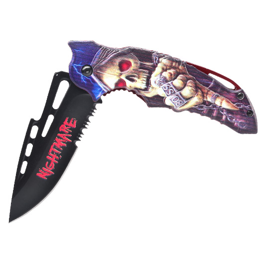 Haller Einhandmesser Nightmare II 3D-Totenkopfmotiv inkl. Grtelclip Bild 3