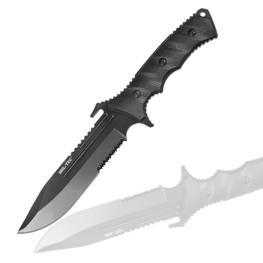 Feststehendes Messer Military Style schwarz inkl. Gürtelscheide