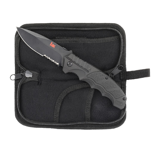 Heckler & Koch Einhandmesser SFP Tactical Folder All Black Sgezahnung inkl. Grtelclip und Nylonetui Bild 3