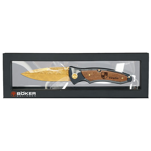 B�ker Tirpitz Damast Gold Sammlermesser Bild 6