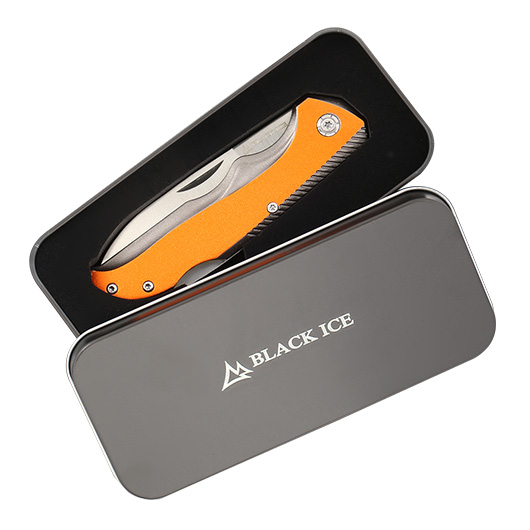 Black Ice O-Sail Taschenmesser orange in Blechdose Bild 4