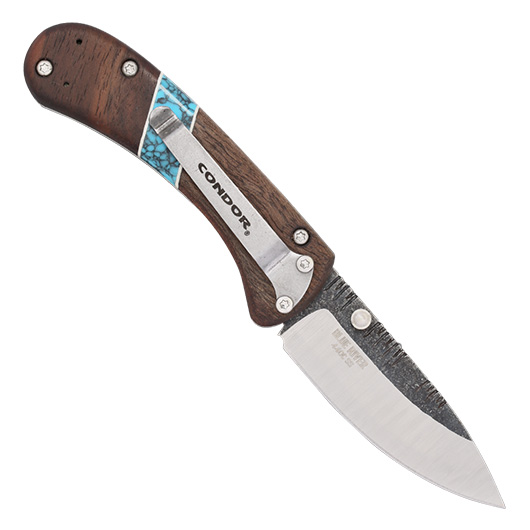 Condor Einhandmesser Blue River Hunter Folder Walnussholzgriffschalen silber/braun Bild 1