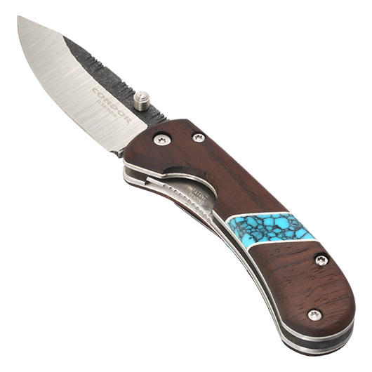 Condor Einhandmesser Blue River Hunter Folder Walnussholzgriffschalen silber/braun Bild 2