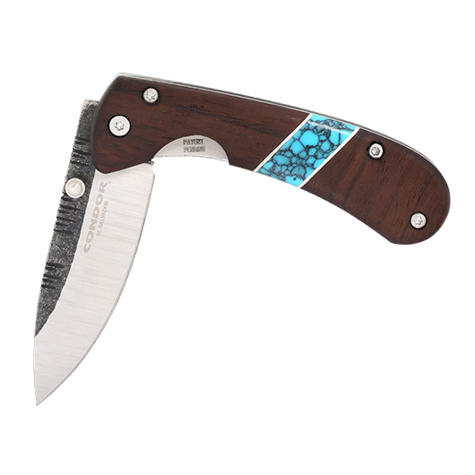 Condor Einhandmesser Blue River Hunter Folder Walnussholzgriffschalen silber/braun Bild 3