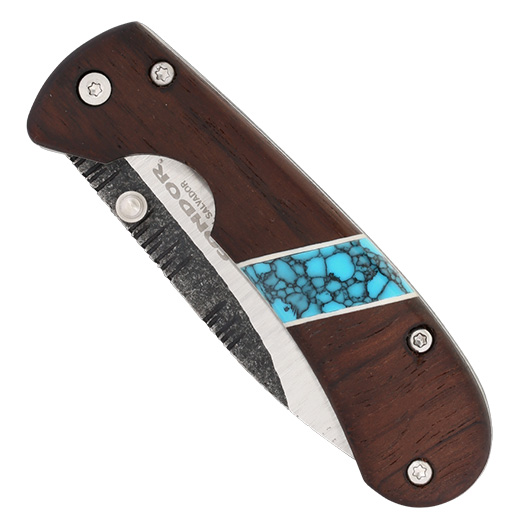 Condor Einhandmesser Blue River Hunter Folder Walnussholzgriffschalen silber/braun Bild 4