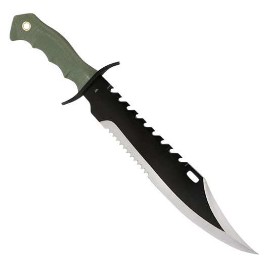 United Cutlery Outdoormesser Marine Force Recon Bowie inkl. Nylonscheide schwarz/oliv Bild 1