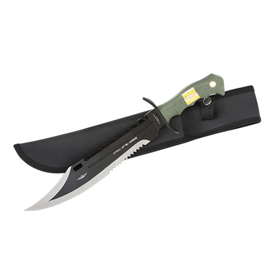 United Cutlery Outdoormesser Marine Force Recon Bowie inkl. Nylonscheide schwarz/oliv Bild 2