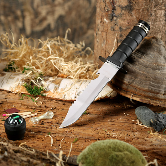 Outdoormesser Survival mit Kompass und Zubehr schwarz Bild 5