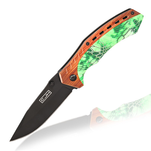 CJH Einhandmesser Holz/Camo inkl. Grtelclip