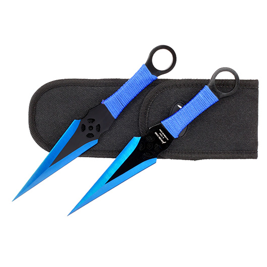 AeroBlades Kunai Wurfmesser Set 2-teilig blau inkl. Nylonscheide