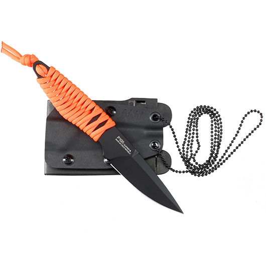 ANV Knives Neck Knife P100 Sleipner Stahl Cerakote schwarz/orange inkl. Kydex Scheide Bild 2