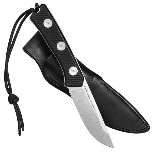 ANV Knives Outdoormesser P200 Sleipner Stahl stonewash inkl. Lederscheide Bild 3