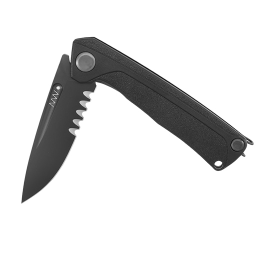 ANV Knives Taschenmesser Z200 mit Sgezahnung Sleipner Stahl schwarz inkl. Grtelclip Bild 3