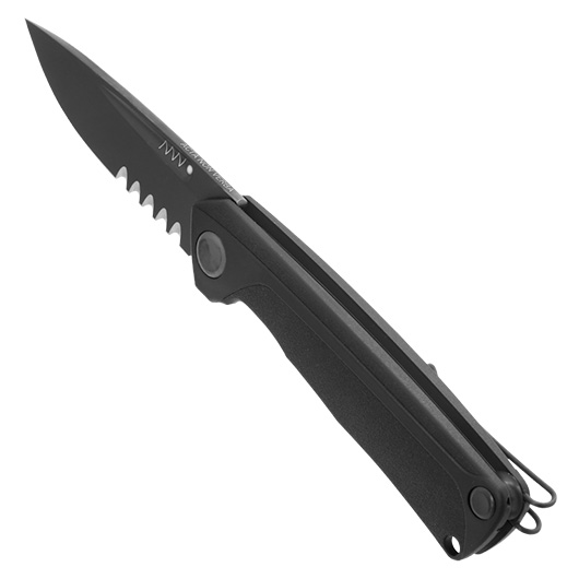 ANV Knives Taschenmesser Z200 mit Sgezahnung Sleipner Stahl schwarz inkl. Grtelclip Bild 6