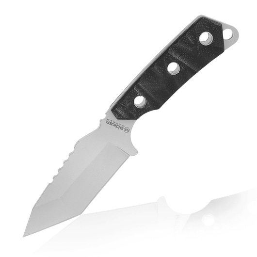 Magnum Neck Knife Survival G10 silber inkl. Scheide mit Kompass, Spiegel, Feuerstahl und Schleifstab