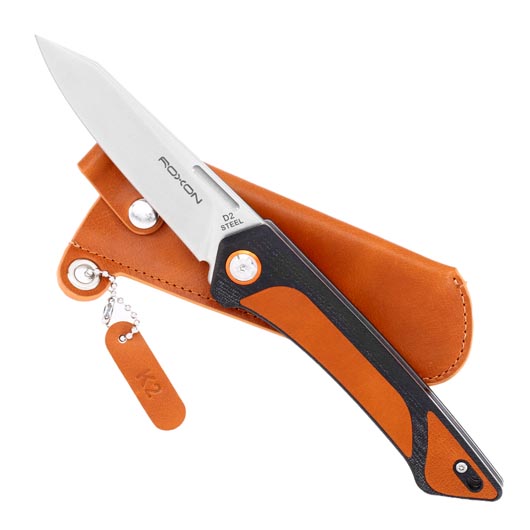 Roxon Taschenmesser K2 Excellence Leather schwarz/braun inkl. Grtelclip und Lederetui Bild 2