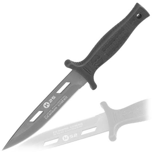 K25 Stiefelmesser Tactical titanbeschichtet schwarz inkl. Nylon-Grtelscheide