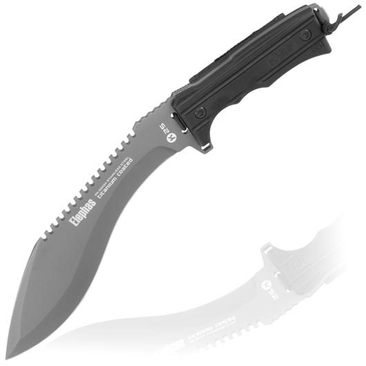 K25 Kukri Machete Elephas titanbeschichtet Sgezahnung grau/schwarz inkl. Nylon-Grtelscheide