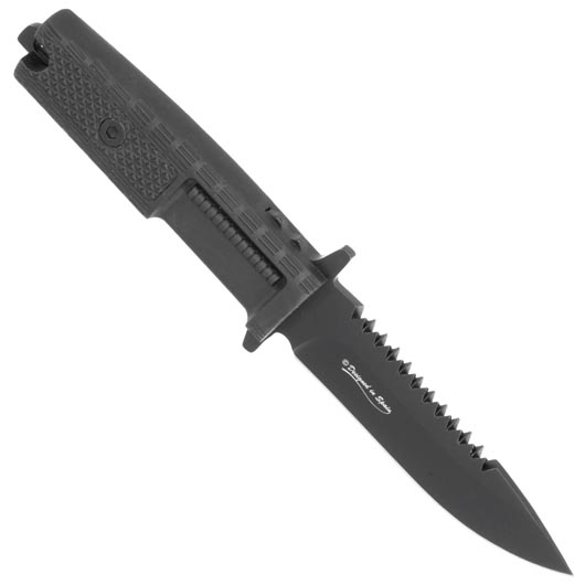 K25 Outdoormesser Tactical II titanbeschichtet schwarz mit Sgezahnung inkl. Nylon-Grtelscheide Bild 1