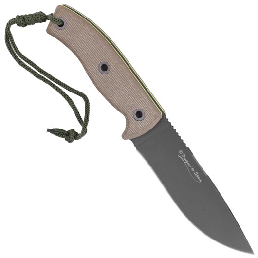 K25 Outdoormesser Army K47 titanbeschichtet grau/tan inkl. Leder-Grtelscheide und Feuerstarter Bild 1