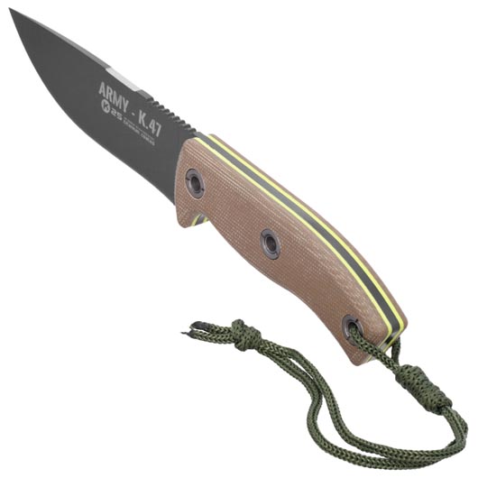 K25 Outdoormesser Army K47 titanbeschichtet grau/tan inkl. Leder-Grtelscheide und Feuerstarter Bild 6