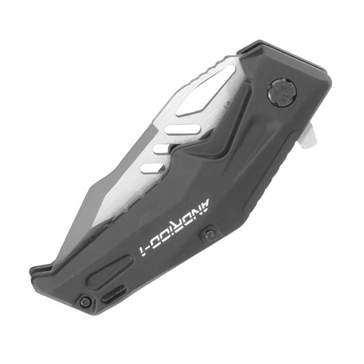 K25 Einhandmesser Android-1 silber/schwarz mit Flipper inkl. Nylonscheide mit Molle Schlaufen Bild 4