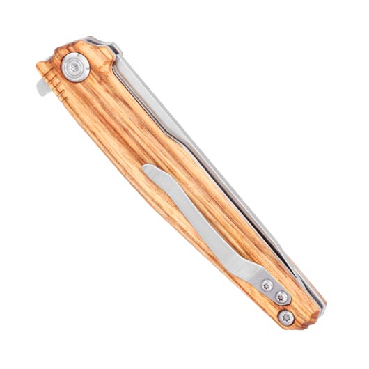 Haller Select Einhandmesser II mit Holzgriffschalen silber inkl. Gürtelclip Bild 5