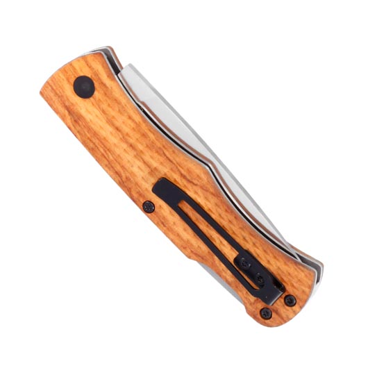 Haller Taschenmesser Olive D2-Stahl mit Holzgriffschalen silber inkl. Grtelclip Bild 5